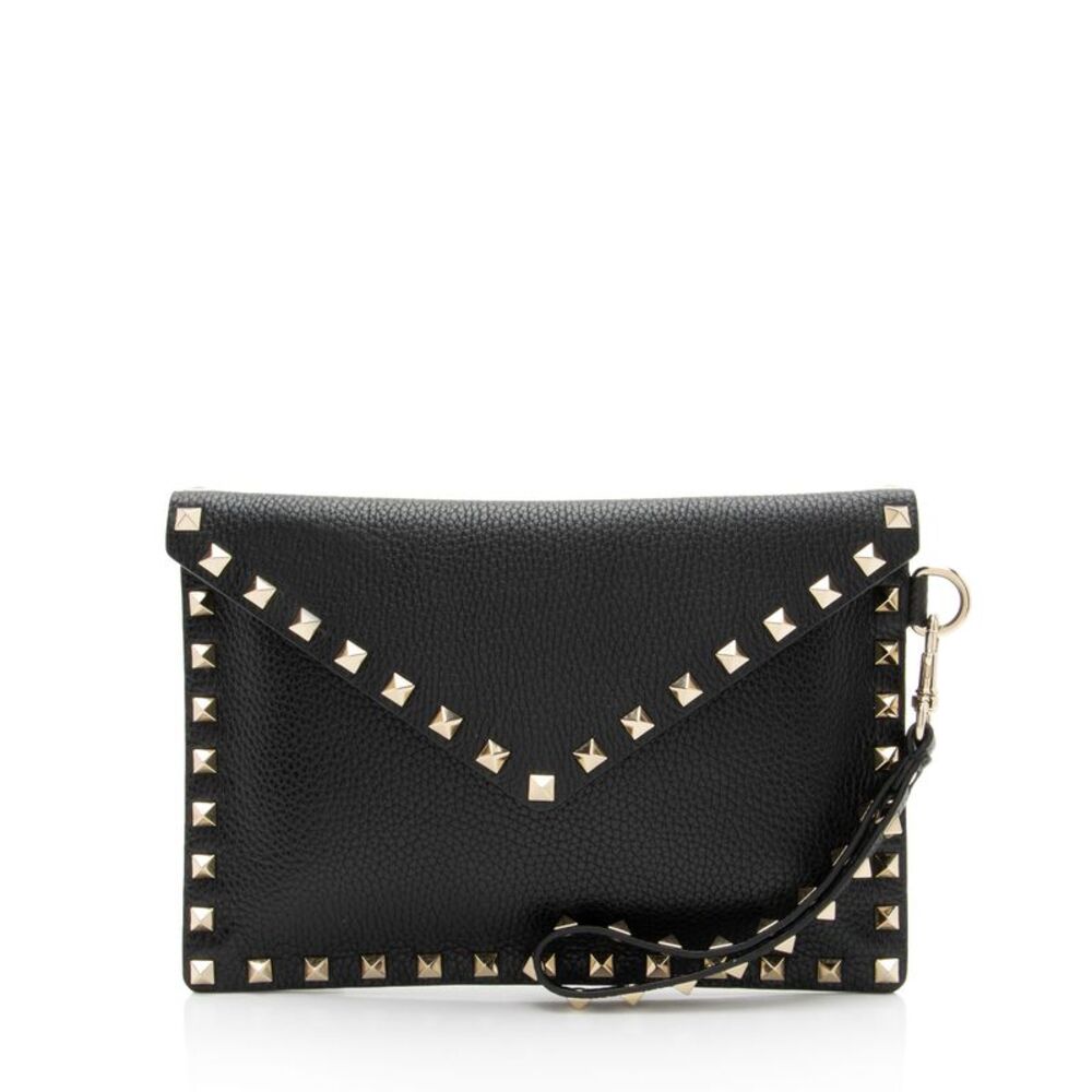 Valentino Leather Rockstud Envelope Flap Small Clutch